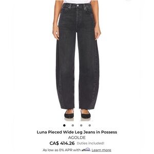 AGOLDE Luna Pieced Wide Leg Jeans in Possess - size 24